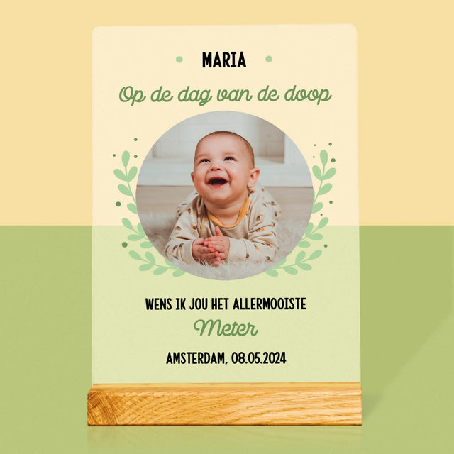 Foto En Handtekening: Ter Gelegenheid Van De Doop - Afdruk Op Acrylglas (Verticaal)