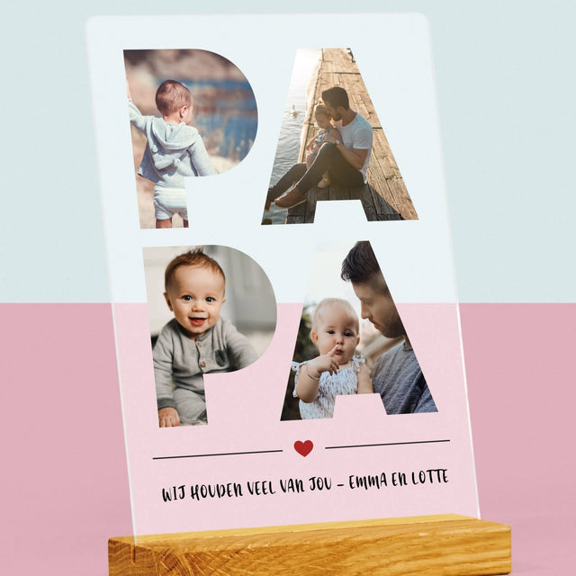 Woord Van Foto'S: Papa - Afdruk Op Acrylglas (Verticaal)