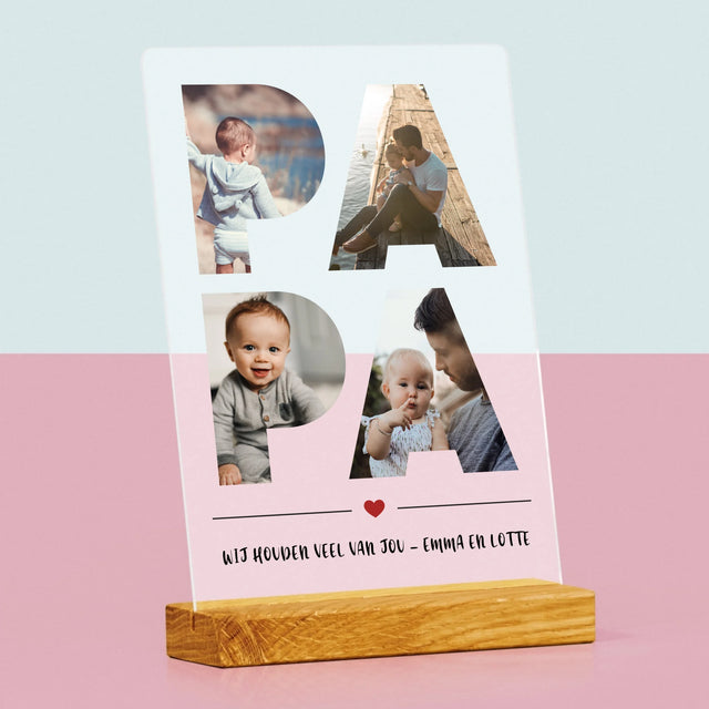 Woord Van Foto'S: Papa - Afdruk Op Acrylglas (Verticaal)