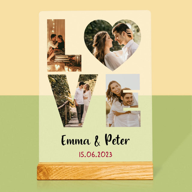 Woord Van Foto'S: Love Met Jouw Foto'S - Afdruk Op Acrylglas (Verticaal)