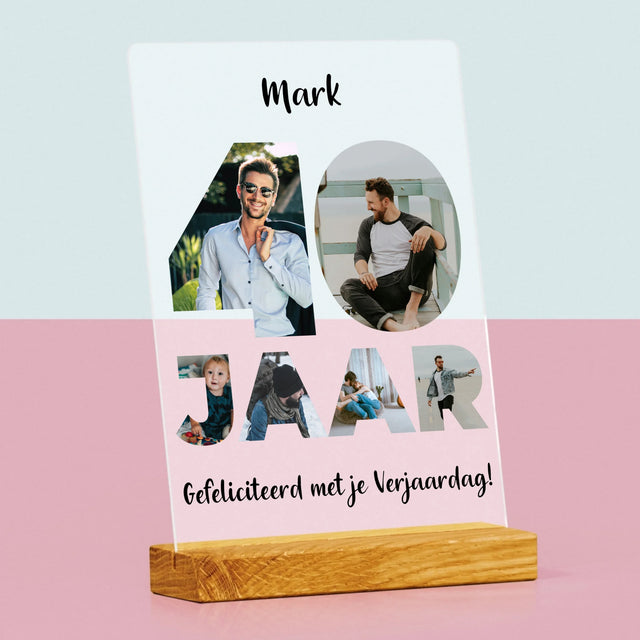 Woord Van Foto'S: 40 Jaar - Afdruk Op Acrylglas (Verticaal)