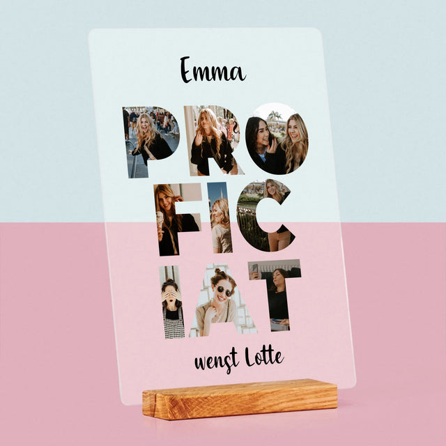 Woord Van Foto'S: Proficiat - Afdruk Op Acrylglas (Verticaal)