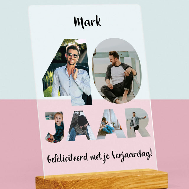 Woord Van Foto'S: 40 Jaar - Afdruk Op Acrylglas (Verticaal)