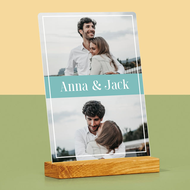 Fotocollage: Namen, Koppel - Afdruk Op Acrylglas (Verticaal)