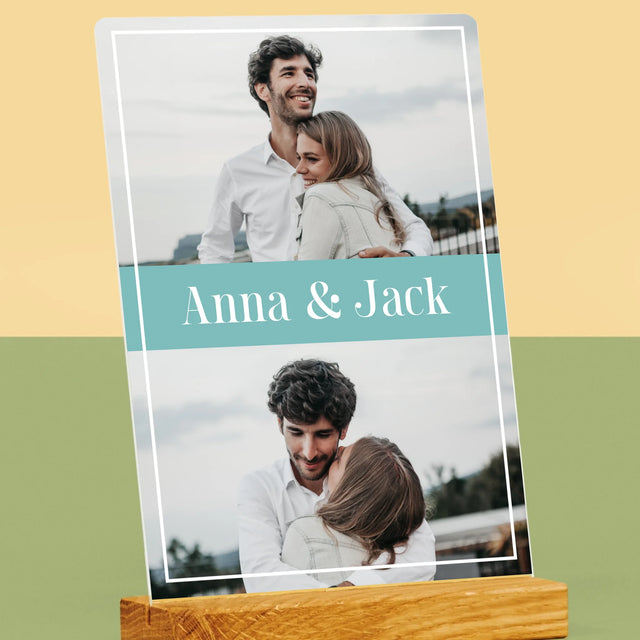 Fotocollage: Namen, Koppel - Afdruk Op Acrylglas (Verticaal)