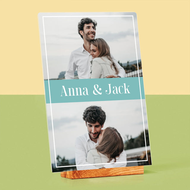 Fotocollage: Namen, Koppel - Afdruk Op Acrylglas (Verticaal)