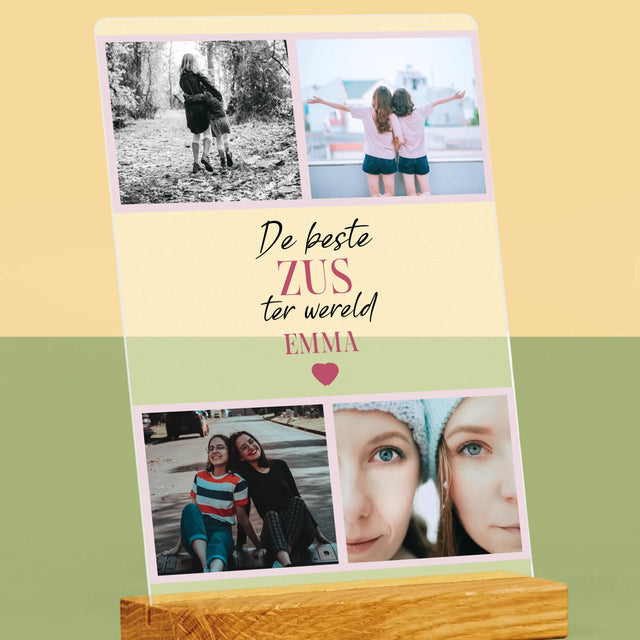 Fotocollage: De Beste Zus - Afdruk Op Acrylglas (Verticaal)