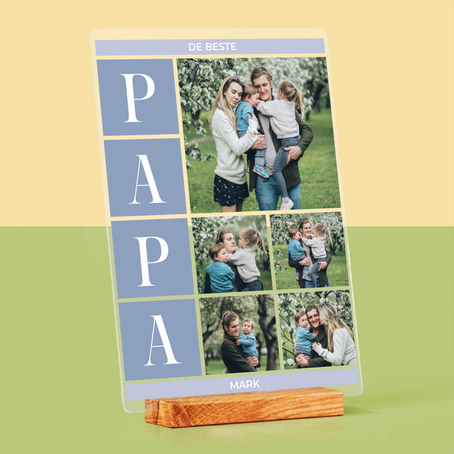 Fotocollage: Collage, De Beste Papa - Afdruk Op Acrylglas (Verticaal)