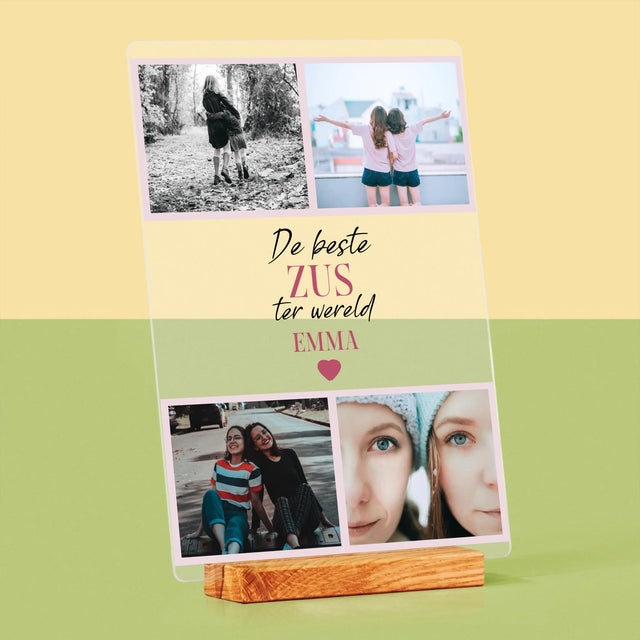 Fotocollage: De Beste Zus - Afdruk Op Acrylglas (Verticaal)