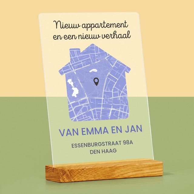 Stadsplastadsplattegrond: Stadskaart: Nieuw Appartement - Afdruk Op Acrylglas (Verticaal)