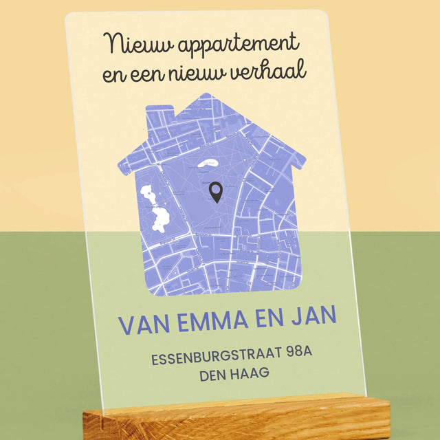 Stadsplastadsplattegrond: Stadskaart: Nieuw Appartement - Afdruk Op Acrylglas (Verticaal)