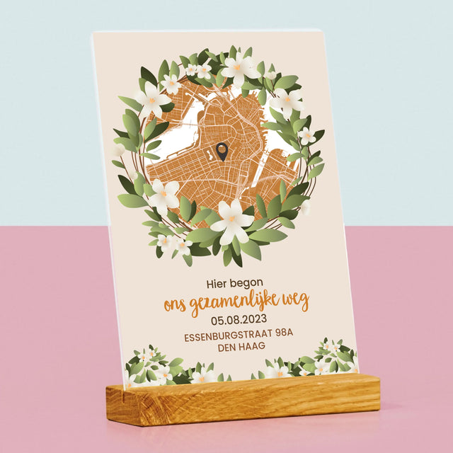 Stadsplastadsplattegrond: Stadskaart: Begin Van Gezamelijke Weg - Afdruk Op Acrylglas (Verticaal)