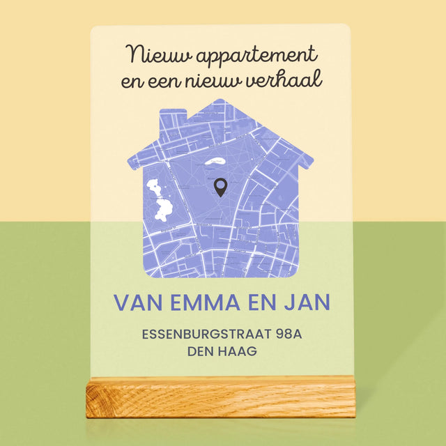 Stadsplastadsplattegrond: Stadskaart: Nieuw Appartement - Afdruk Op Acrylglas (Verticaal)