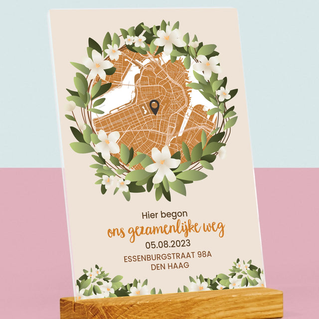 Stadsplastadsplattegrond: Stadskaart: Begin Van Gezamelijke Weg - Afdruk Op Acrylglas (Verticaal)