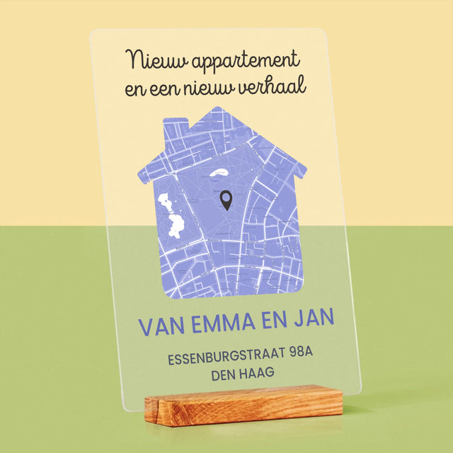 Stadsplastadsplattegrond: Stadskaart: Nieuw Appartement - Afdruk Op Acrylglas (Verticaal)
