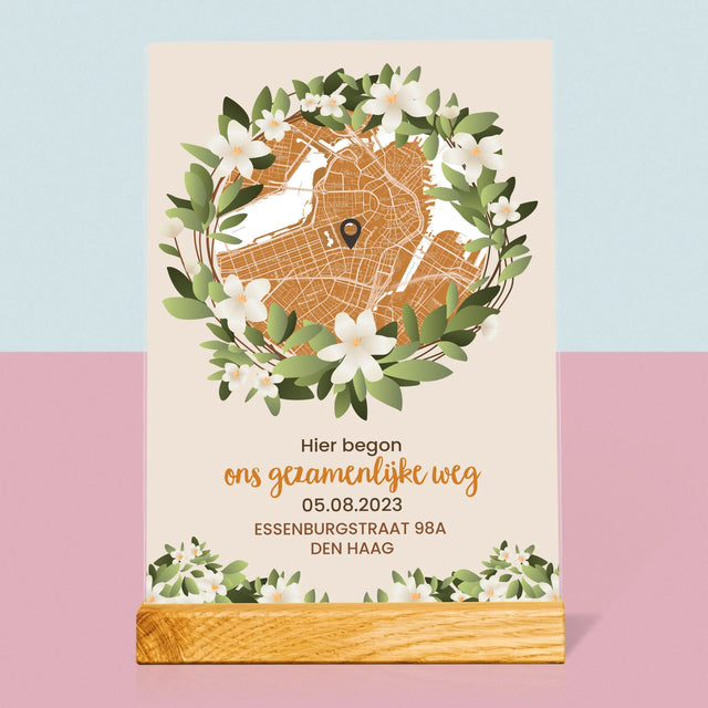 Stadsplastadsplattegrond: Stadskaart: Begin Van Gezamelijke Weg - Afdruk Op Acrylglas (Verticaal)