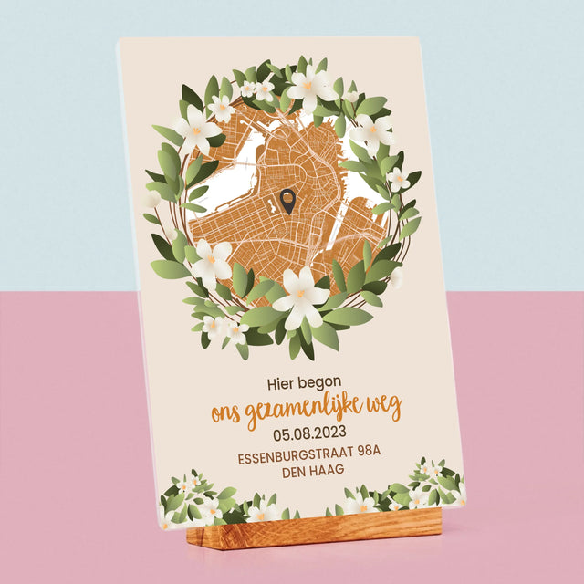 Stadsplastadsplattegrond: Stadskaart: Begin Van Gezamelijke Weg - Afdruk Op Acrylglas (Verticaal)