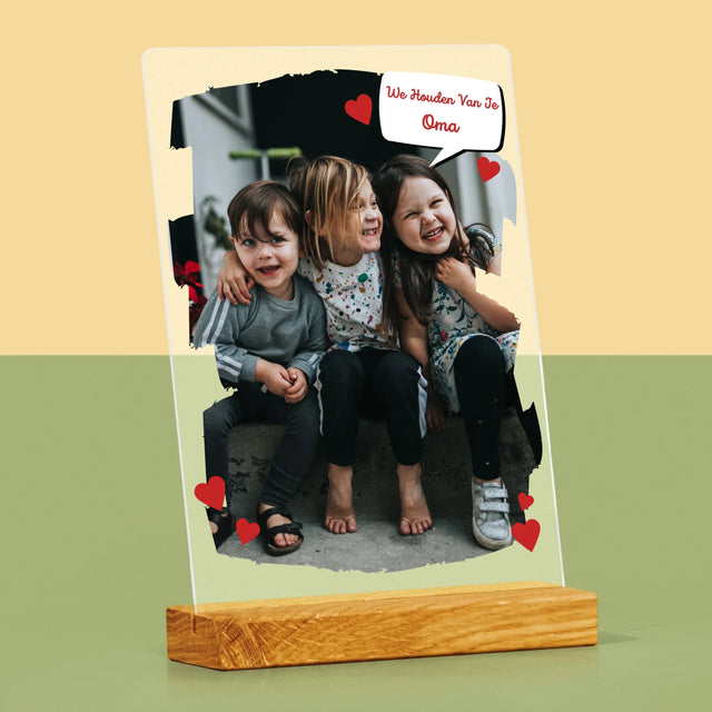 Foto En Handtekening: Voor Lieve Oma - Afdruk Op Acrylglas (Verticaal)