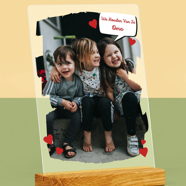 Foto En Handtekening: Voor Lieve Oma - Afdruk Op Acrylglas (Verticaal)