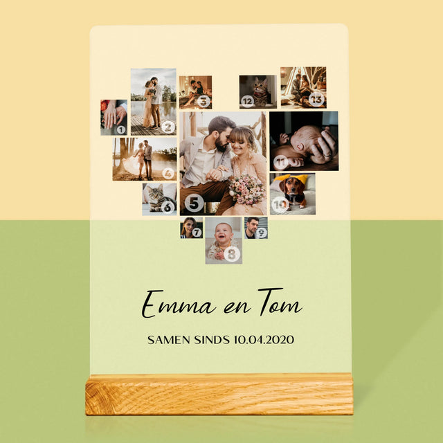 Fotocollage: Fotocollage Hart - Afdruk Op Acrylglas (Verticaal)