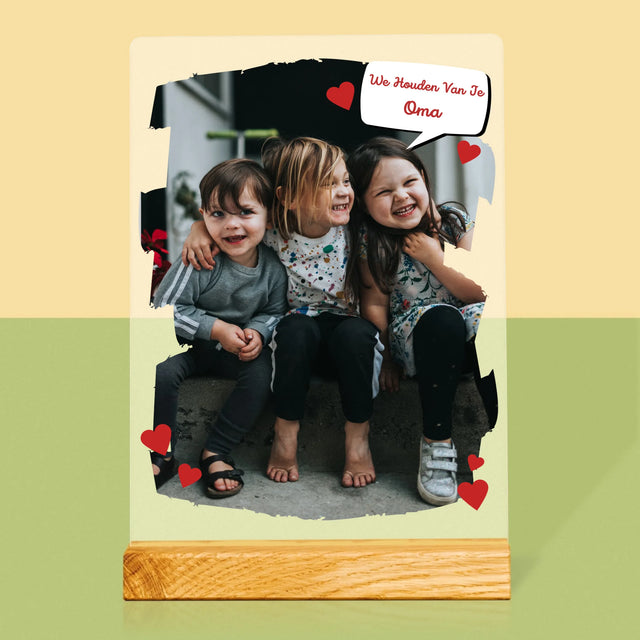 Foto En Handtekening: Voor Lieve Oma - Afdruk Op Acrylglas (Verticaal)
