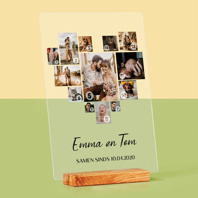 Fotocollage: Fotocollage Hart - Afdruk Op Acrylglas (Verticaal)