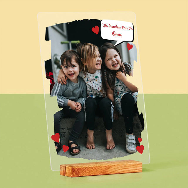 Foto En Handtekening: Voor Lieve Oma - Afdruk Op Acrylglas (Verticaal)