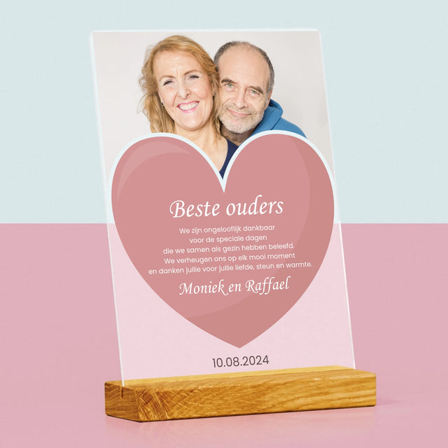 Foto En Handtekening: Beste Ouders - Afdruk Op Acrylglas (Verticaal)