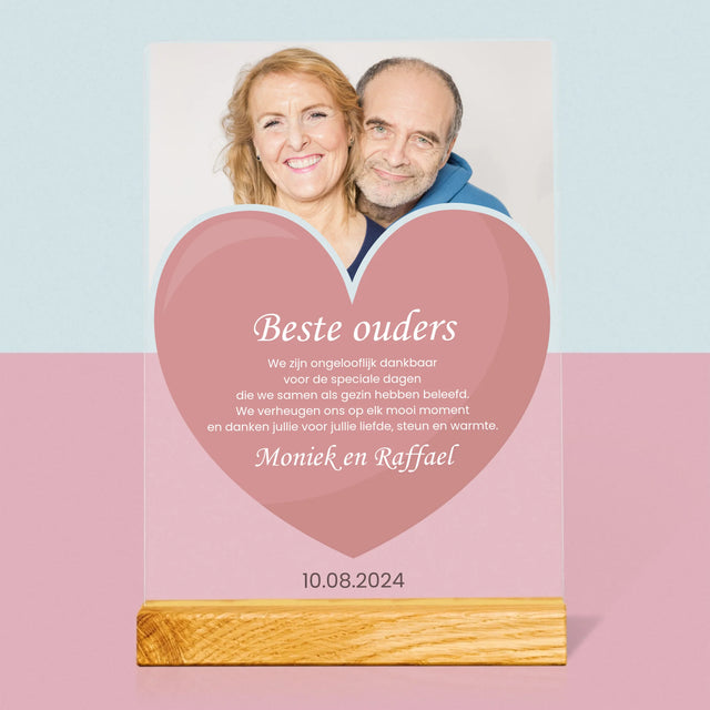Foto En Handtekening: Beste Ouders - Afdruk Op Acrylglas (Verticaal)