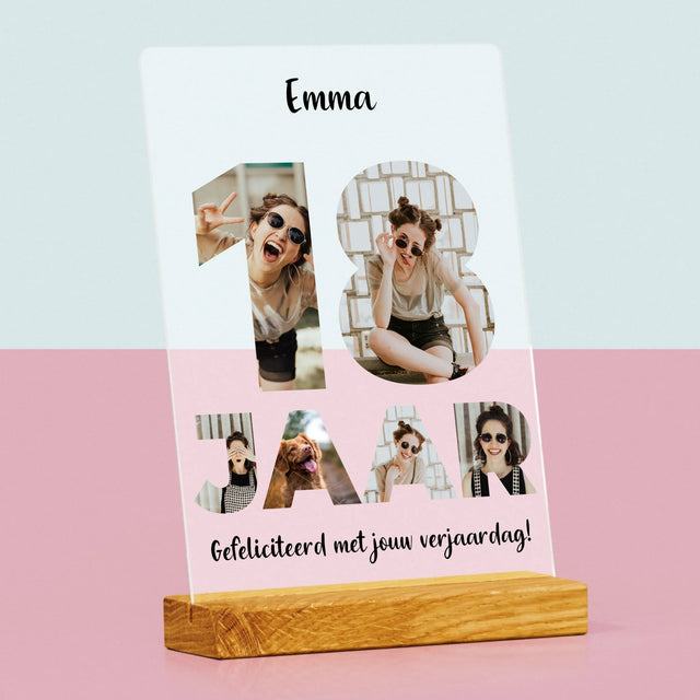 Woord Van Foto'S: 18 Jaar - Afdruk Op Acrylglas (Verticaal)