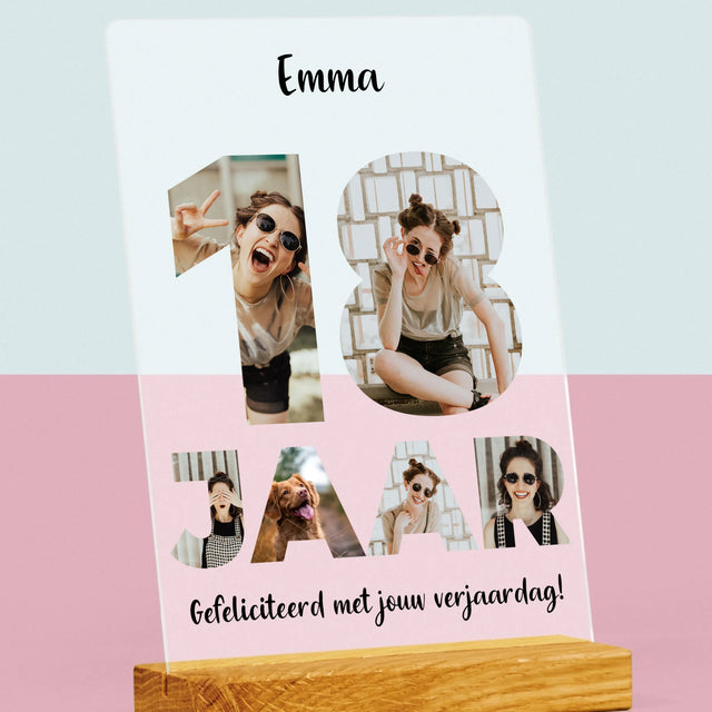 Woord Van Foto'S: 18 Jaar - Afdruk Op Acrylglas (Verticaal)