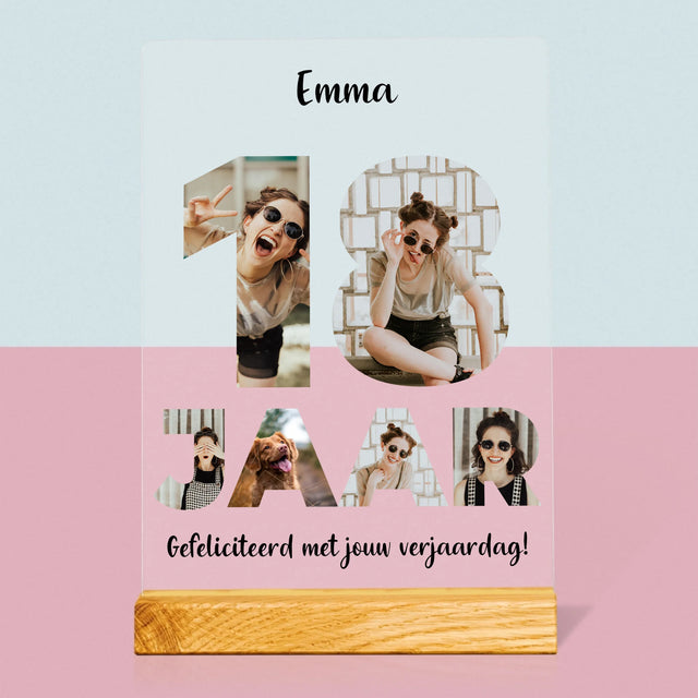 Woord Van Foto'S: 18 Jaar - Afdruk Op Acrylglas (Verticaal)