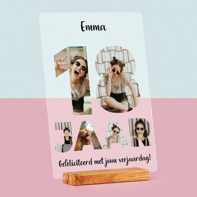 Woord Van Foto'S: 18 Jaar - Afdruk Op Acrylglas (Verticaal)