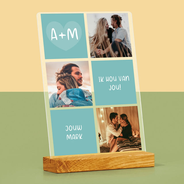 Fotocollage: Initialen Ik Hou Van Jou - Afdruk Op Acrylglas (Verticaal)