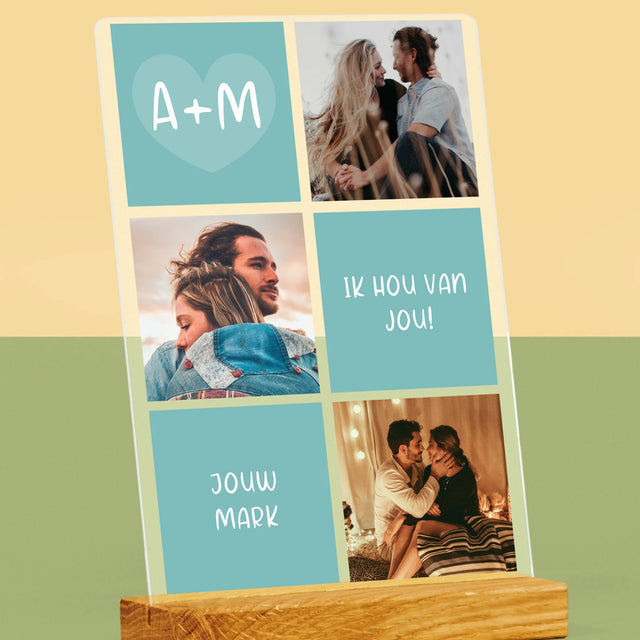 Fotocollage: Initialen Ik Hou Van Jou - Afdruk Op Acrylglas (Verticaal)