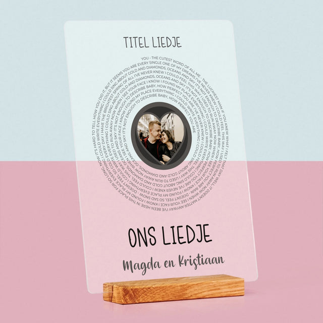 Foto En Handtekening: Ons Liedje Met Tekst - Afdruk Op Acrylglas (Verticaal)