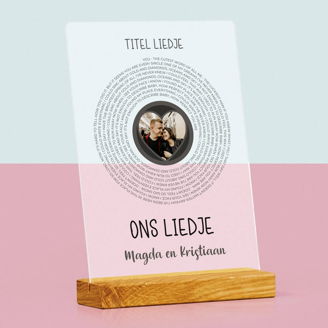 Foto En Handtekening: Ons Liedje Met Tekst - Afdruk Op Acrylglas (Verticaal)