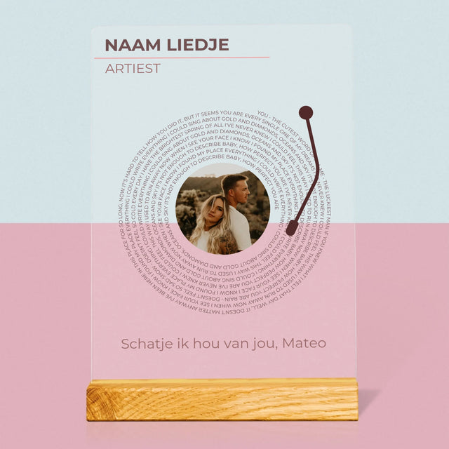 Foto En Handtekening: Ons Liedje Vinyl Lp - Afdruk Op Acrylglas (Verticaal)