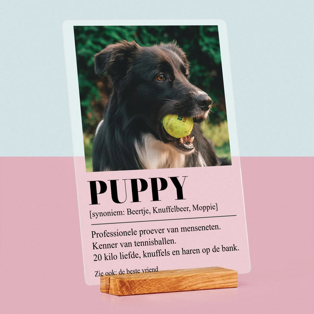 Foto En Handtekening: Huisdier Definitie - Afdruk Op Acrylglas (Verticaal)