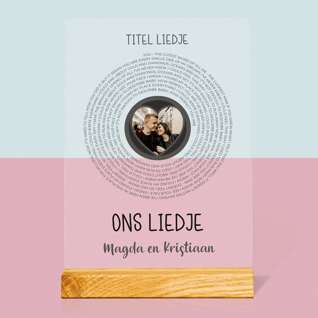 Foto En Handtekening: Ons Liedje Met Tekst - Afdruk Op Acrylglas (Verticaal)