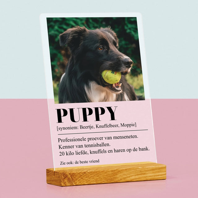 Foto En Handtekening: Huisdier Definitie - Afdruk Op Acrylglas (Verticaal)