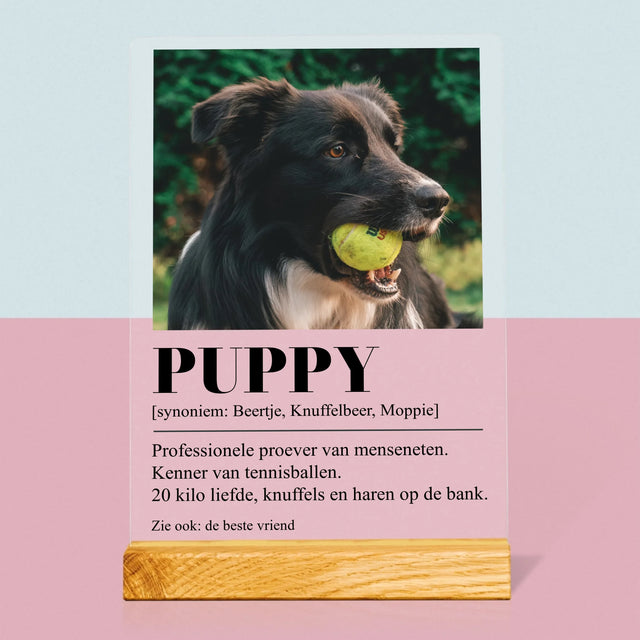 Foto En Handtekening: Huisdier Definitie - Afdruk Op Acrylglas (Verticaal)