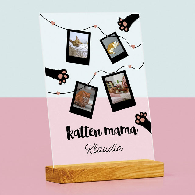 Fotocollage: Polaroid Kattenmama - Afdruk Op Acrylglas (Verticaal)