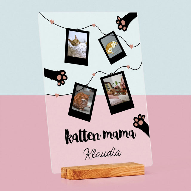 Fotocollage: Polaroid Kattenmama - Afdruk Op Acrylglas (Verticaal)