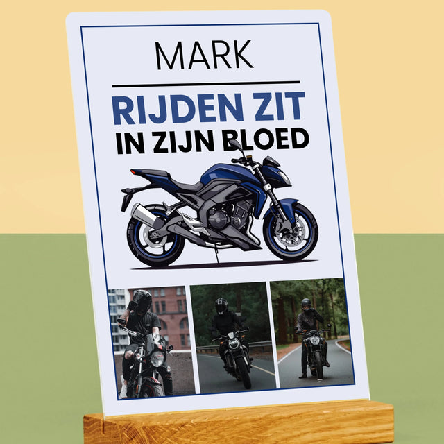 Fotocollage: Rijden Zit In Zijn Bloed - Afdruk Op Acrylglas (Verticaal)