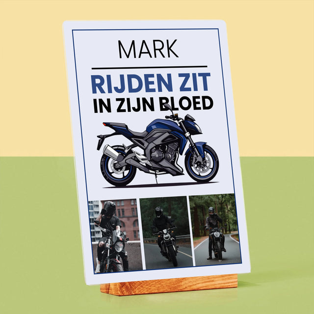 Fotocollage: Rijden Zit In Zijn Bloed - Afdruk Op Acrylglas (Verticaal)