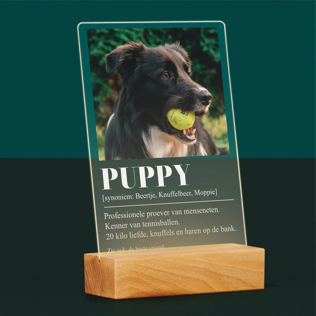 Foto En Handtekening: Huisdier Definitie - Afdruk Op Acrylglas (Verticaal)