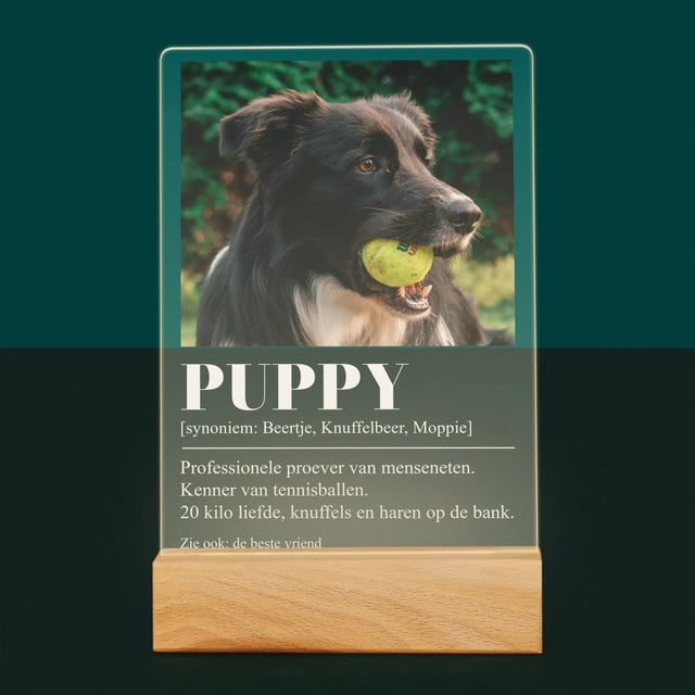 Foto En Handtekening: Huisdier Definitie - Afdruk Op Acrylglas (Verticaal)