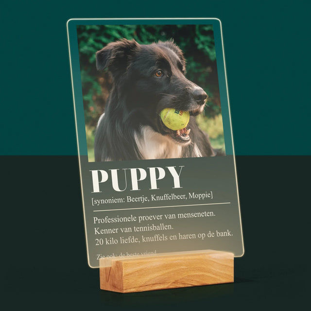 Foto En Handtekening: Huisdier Definitie - Afdruk Op Acrylglas (Verticaal)