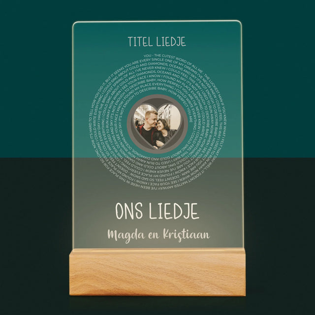 Foto En Handtekening: Ons Liedje Met Tekst - Afdruk Op Acrylglas (Verticaal)